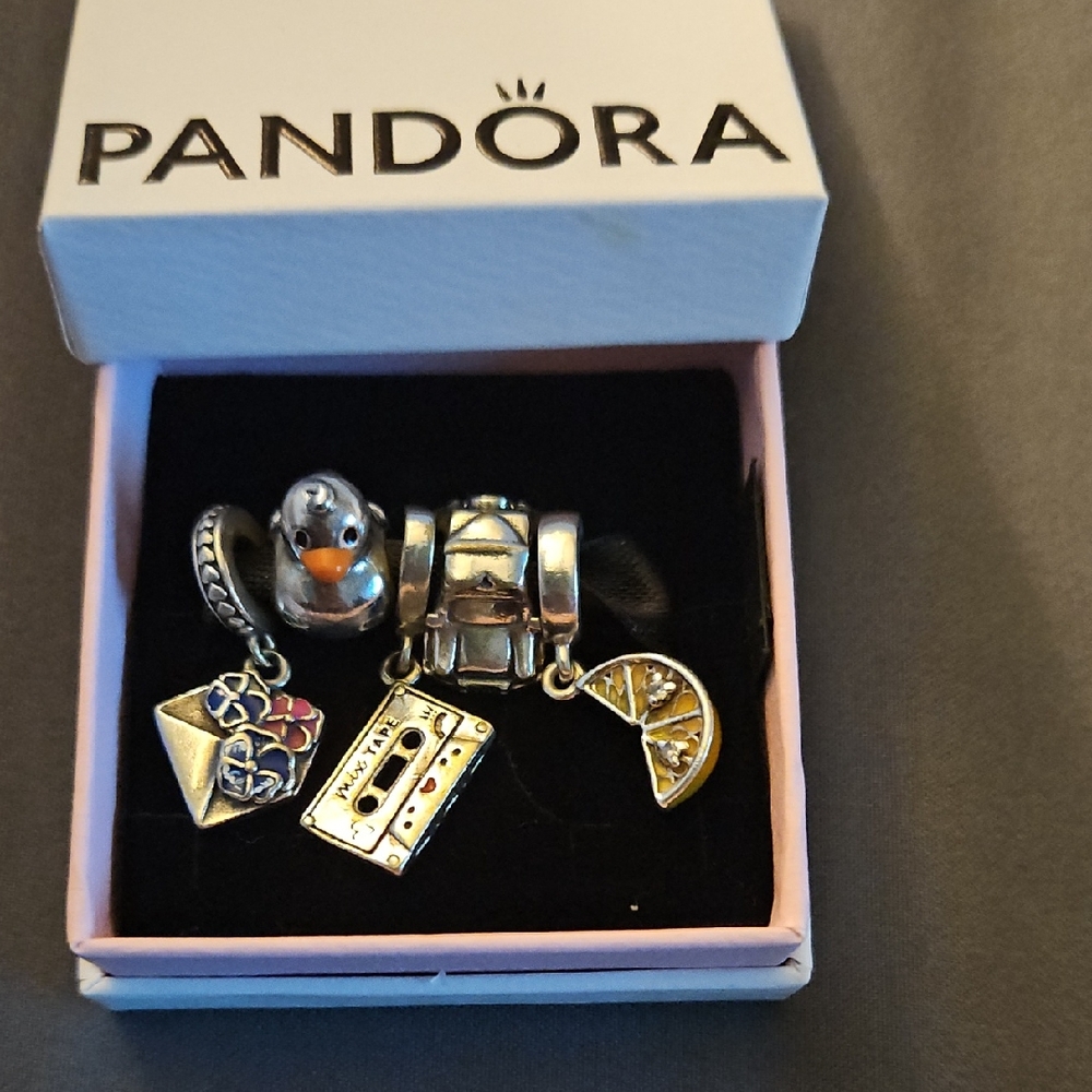 Pandora Silver and Colorful Charm Collection